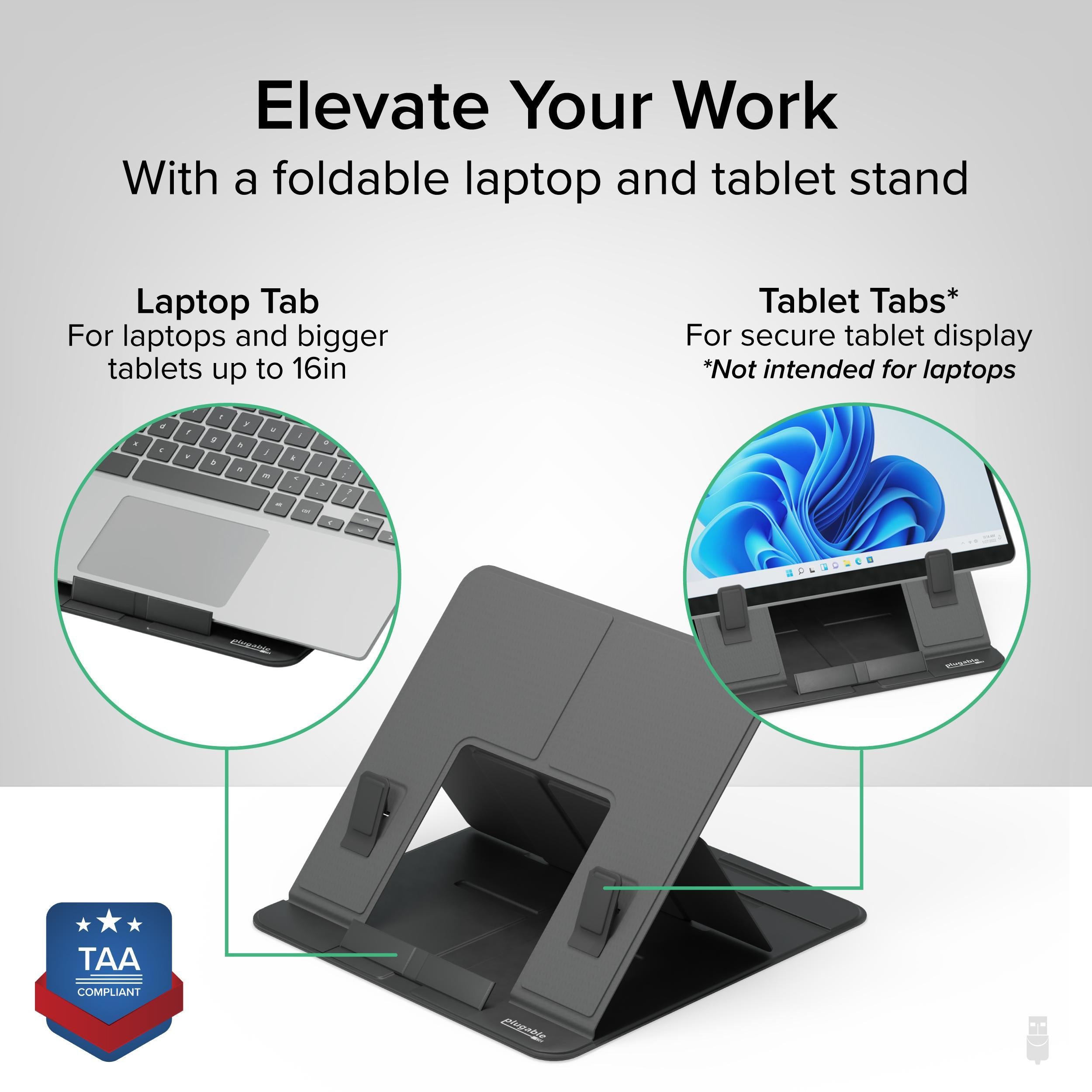 Plugable Portable Foldable iPad Tablet and Laptop Stand ~ Plugable
