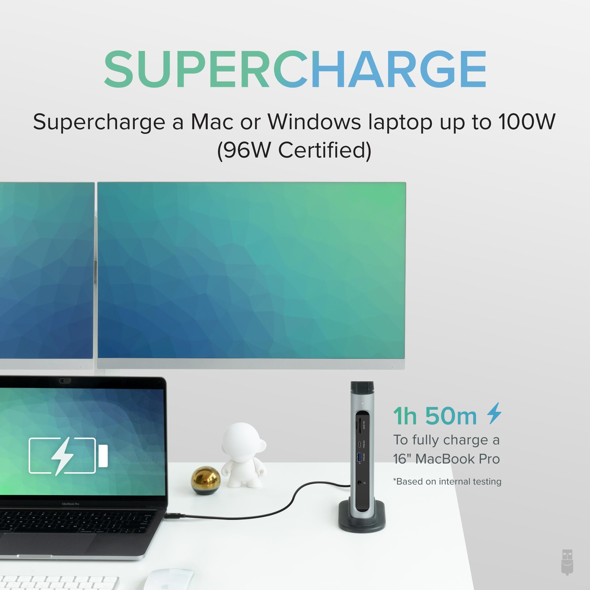 Plugable Thunderbolt™ and USB-C Dual Monitor Docking Station, 96W