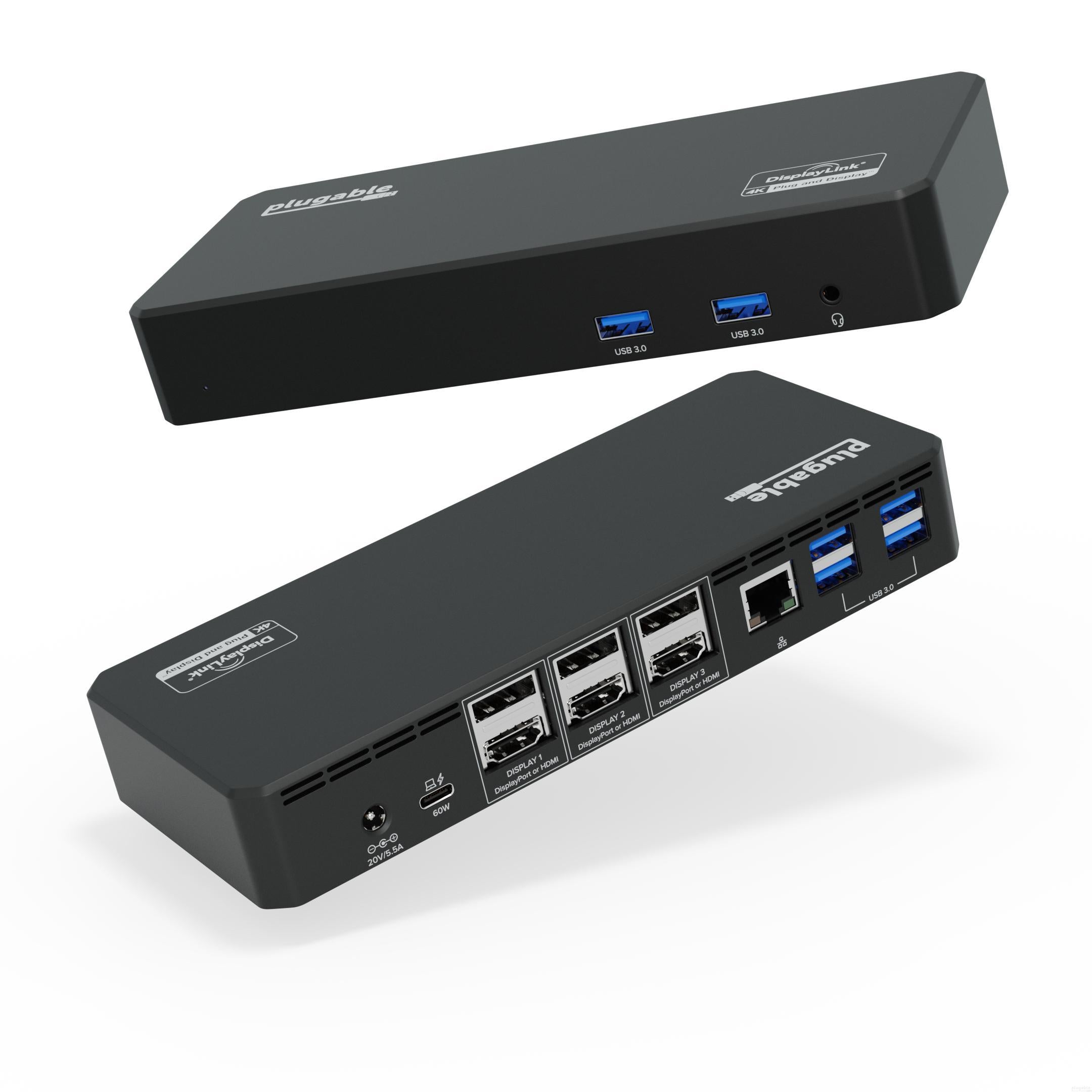 Plugable USB-C Docking Station, 4K Triple Monitors, 60W Laptop Chargin –  Plugable Technologies