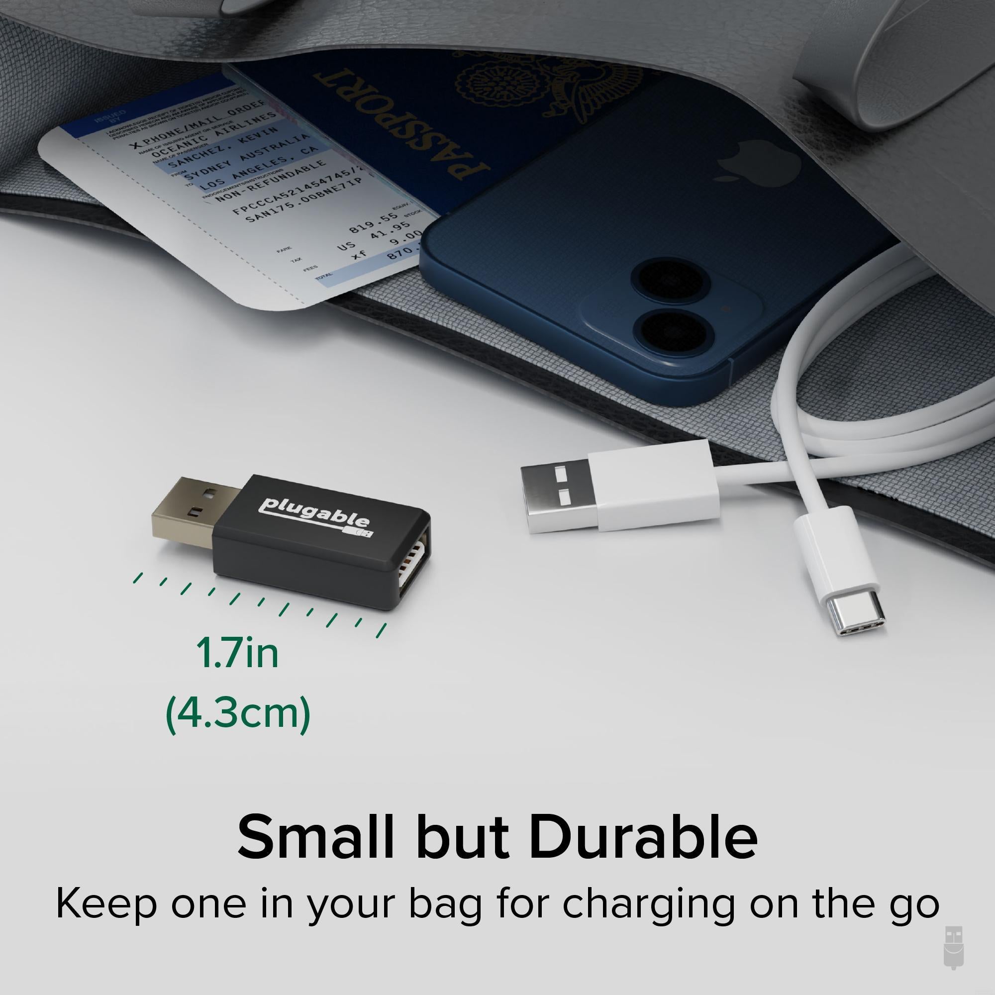 Plugable USB Data Blocker, Protects Against Juice Jacking