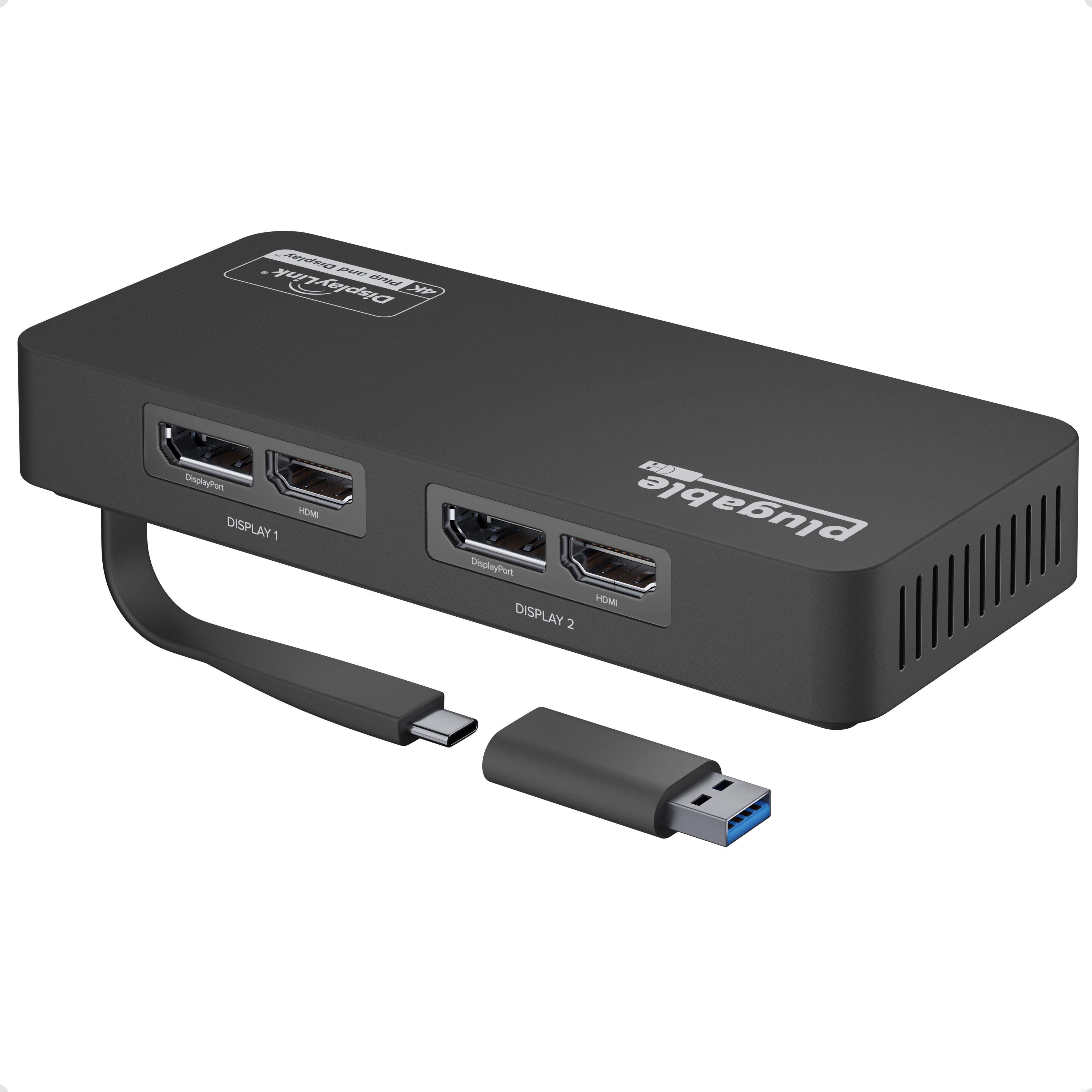 Plugable USB 3.0 and USB-C 4K DisplayPort and HDMI Dual