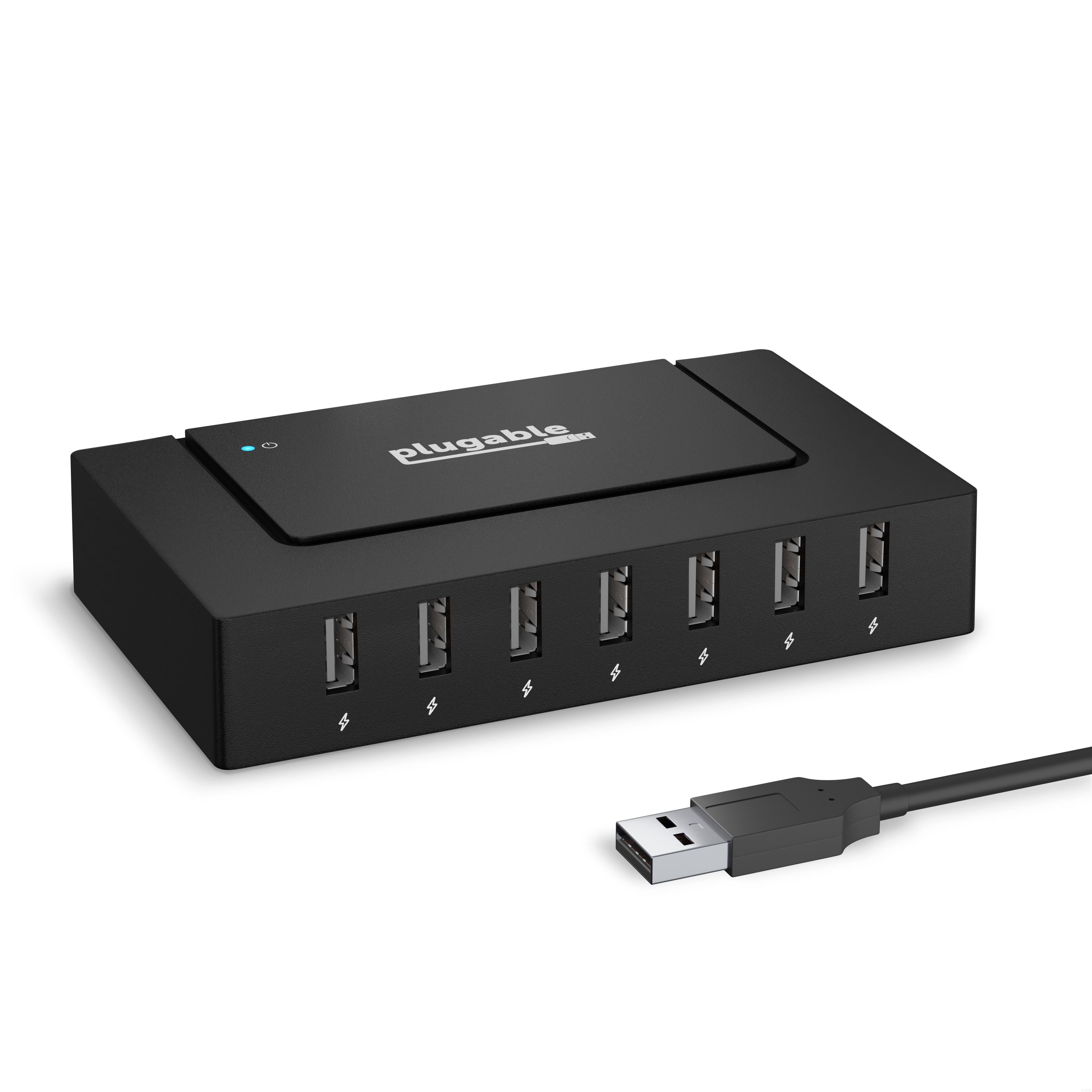 Plugable USB 2.0 7-Port Hub with 60W Power Adapter – Plugable